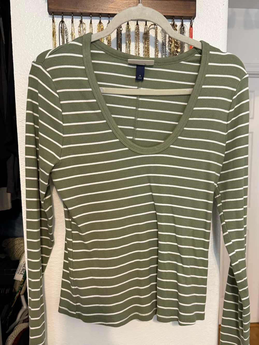 Ribbed Stripe Long Sleeve Top